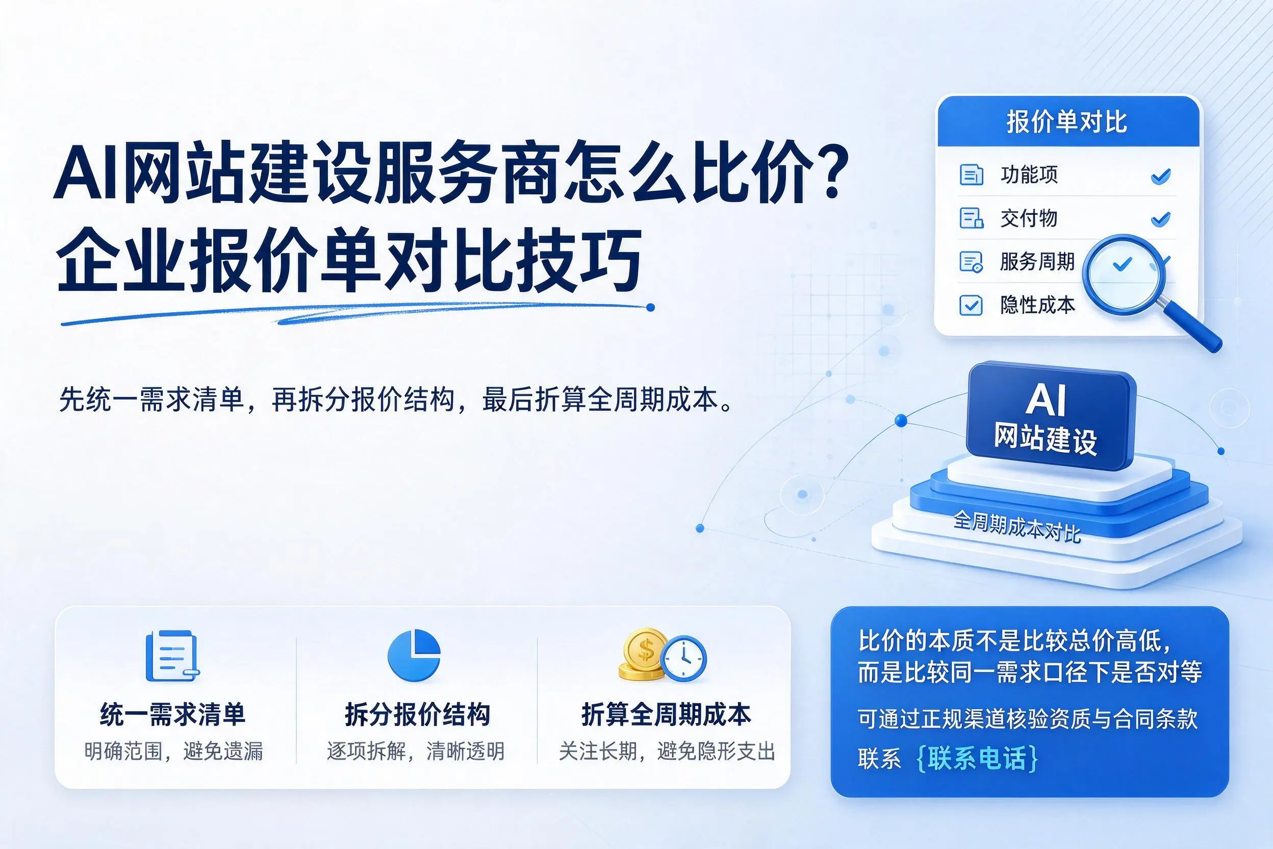 AI网站建设服务商怎么比价?遵义企业报价单对比技巧