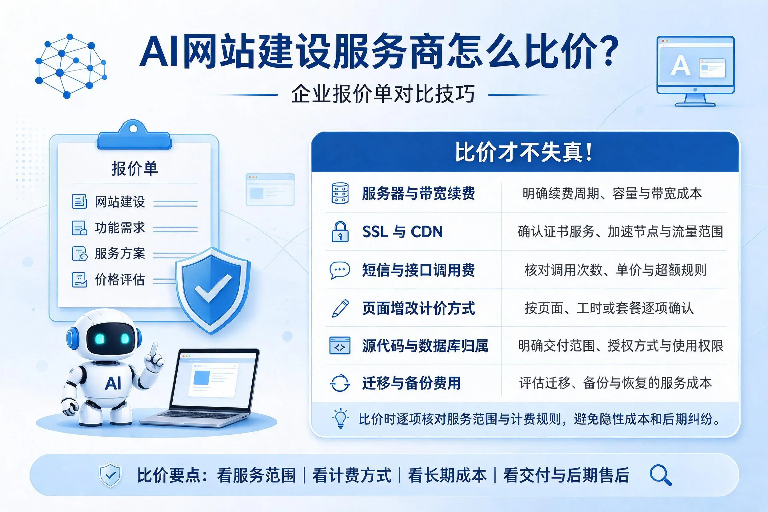 AI网站建设服务商怎么比价?遵义企业报价单对比技巧