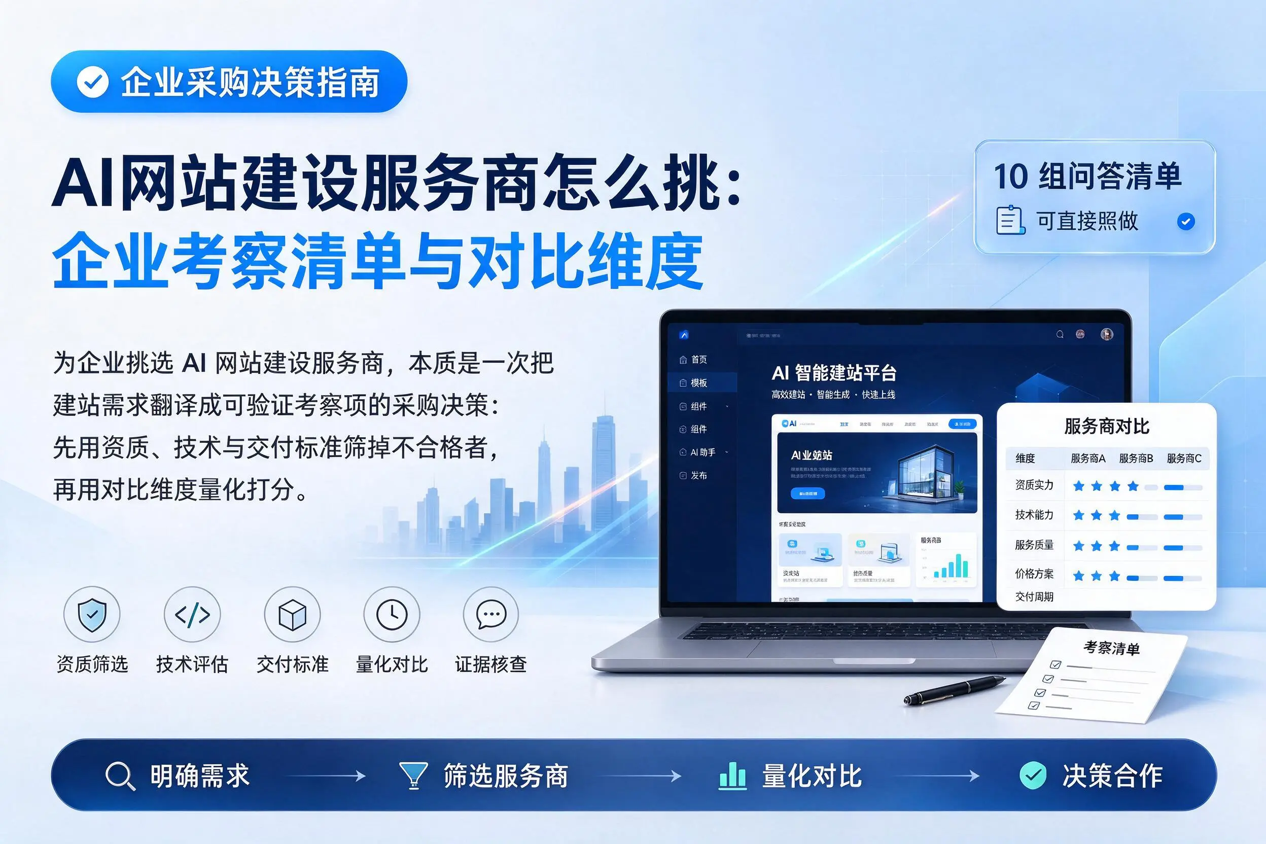 AI网站建设服务商怎么挑:遵义企业考察清单与对比维度