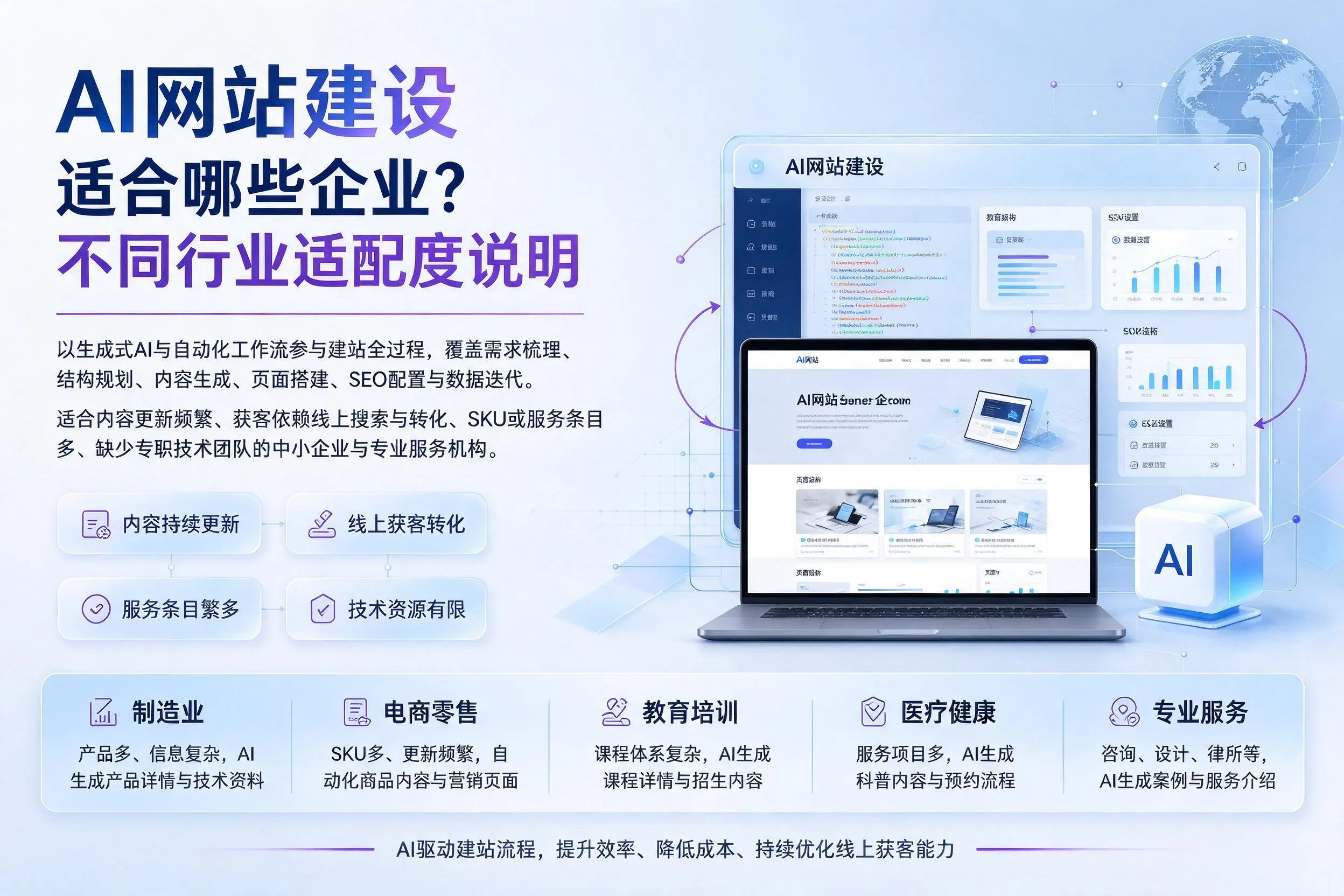 AI网站建设适合哪些企业?遵义不同行业适配度说明